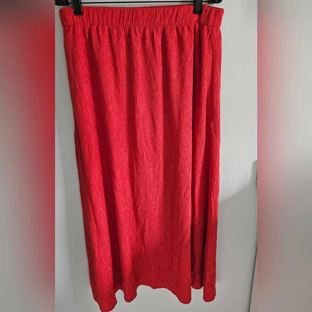 Abercrombie & Fitch red orange one shoulder crop top and skirt set